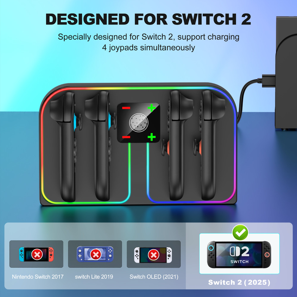 Switch 2 Controller Charger Wall-Mounted Charging Dock for Nintendo Switch 2