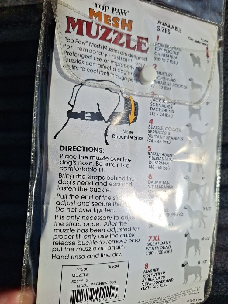 Adjustable Mesh Muzzle, Medium Size 4 (24-48 lbs.) Top Paw