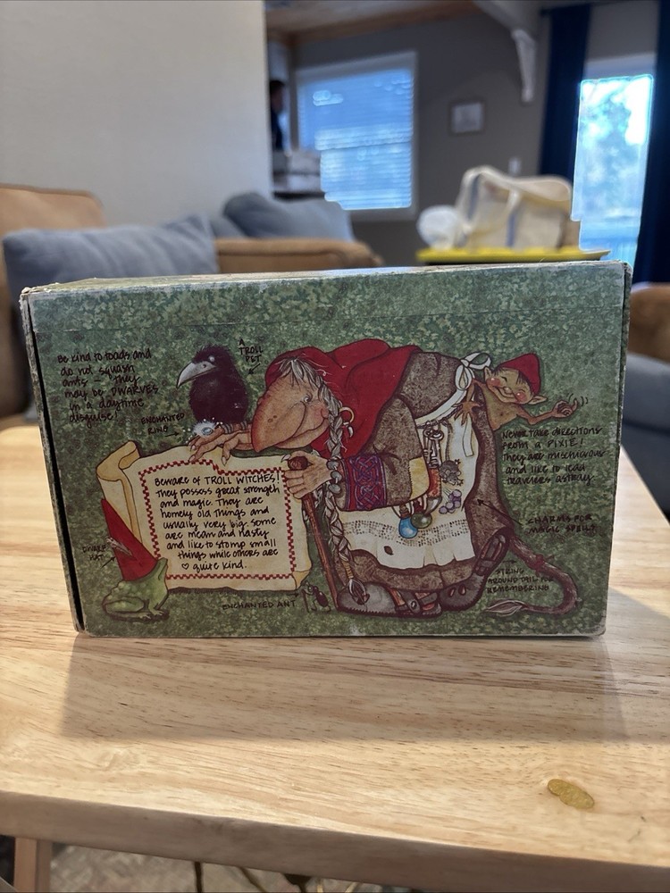 Vtg 70s General Box Co Pencil Box DnD stash Trolls Magic Witch Goblins