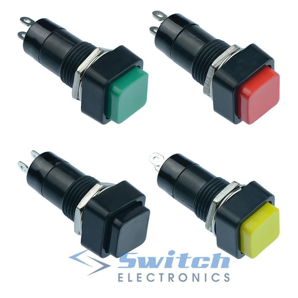 On Off Latching or Momentary Square Push Button Switch 12mm SPST