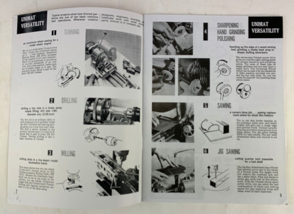 UNIMAT MINIATURE MACHINING TECHNIQUES, new copy book