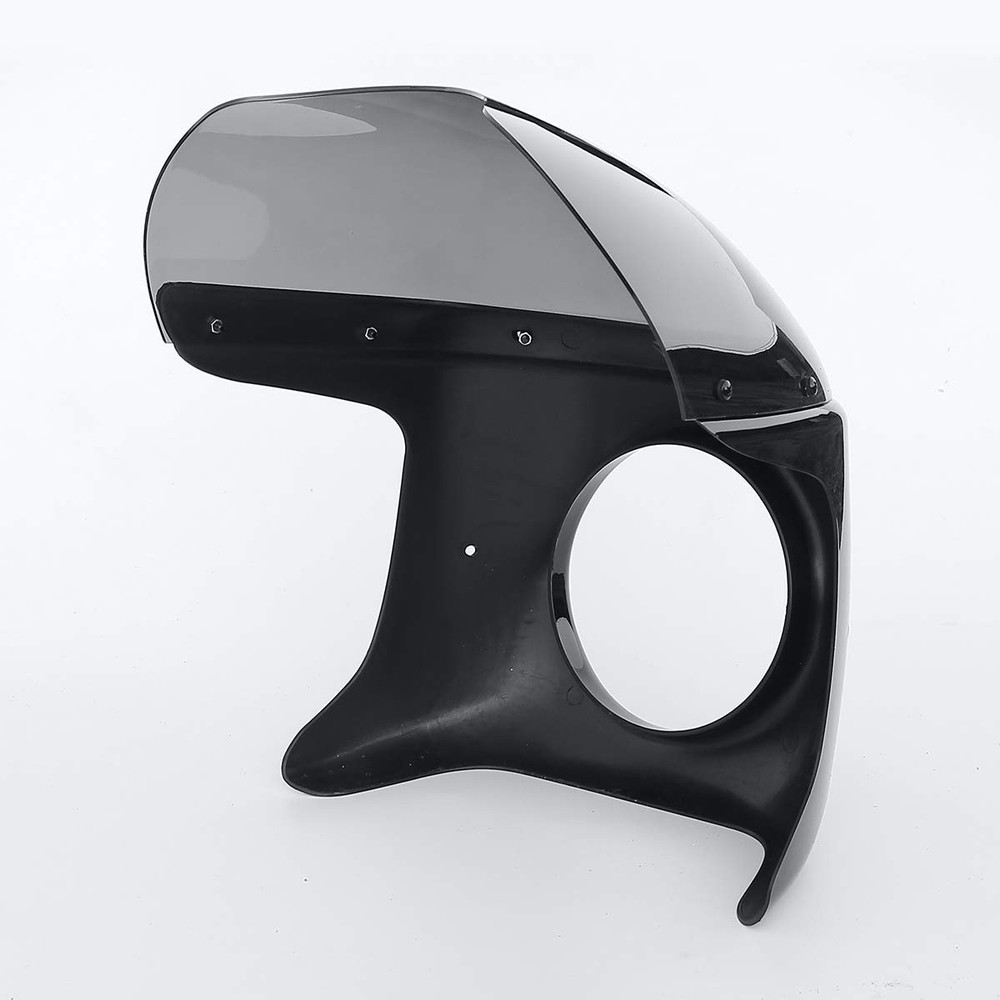 Black 7 Round Front Headlight Fairing w Smoke Lens Windscreen