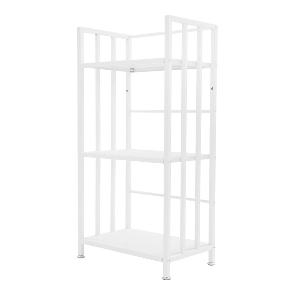 Open Shelf Bookcase, 3-Tier Display Rack, White, Baking Paint, Floor Mount