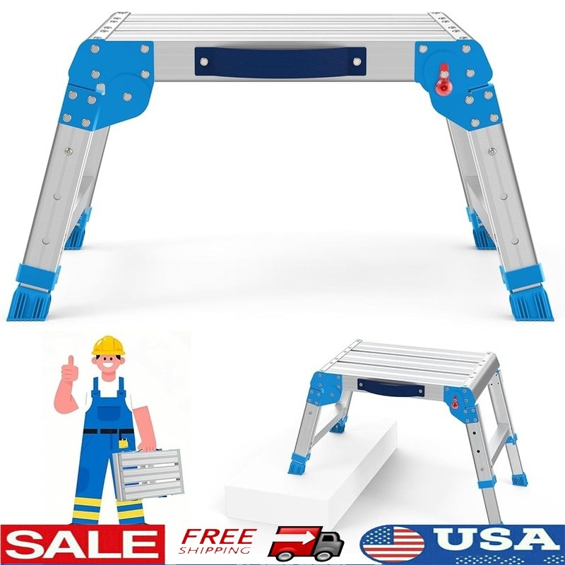 Adjustable Aluminum Work Platform Capacity Portable Foldable Step Ladder