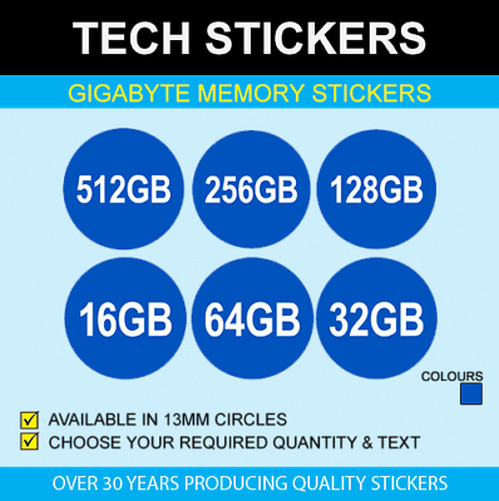 13mm 'GB' Memory Storage Stickers