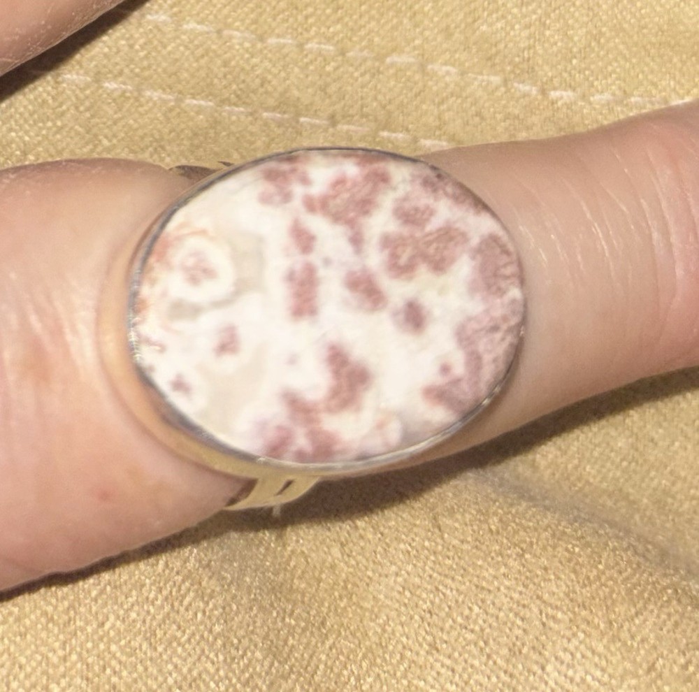 Pink Jasper Sterling Silver Ring - Size 9