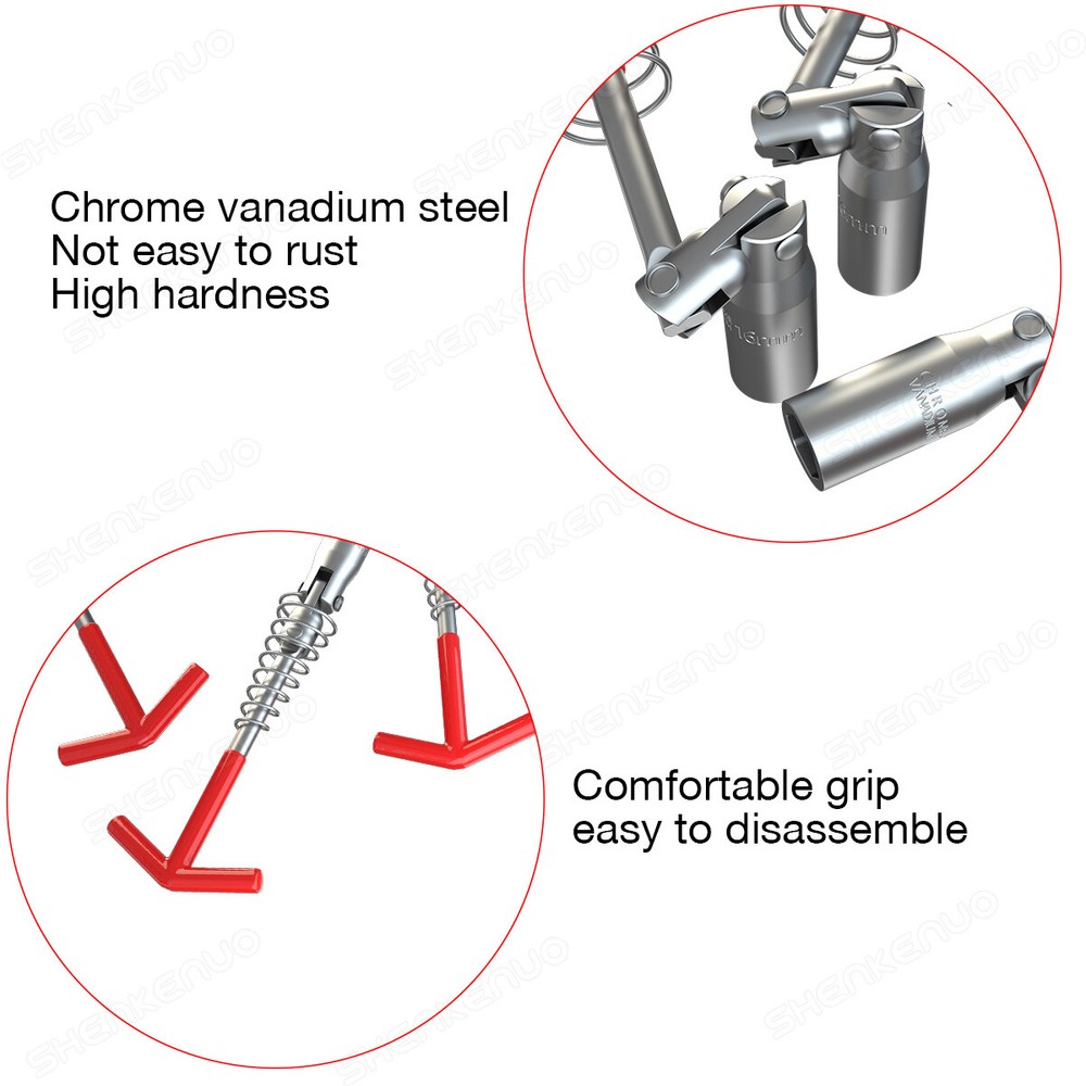 Spark Plug Socket Wrench 16mm Remover Installer t-handle Universal Joint skn