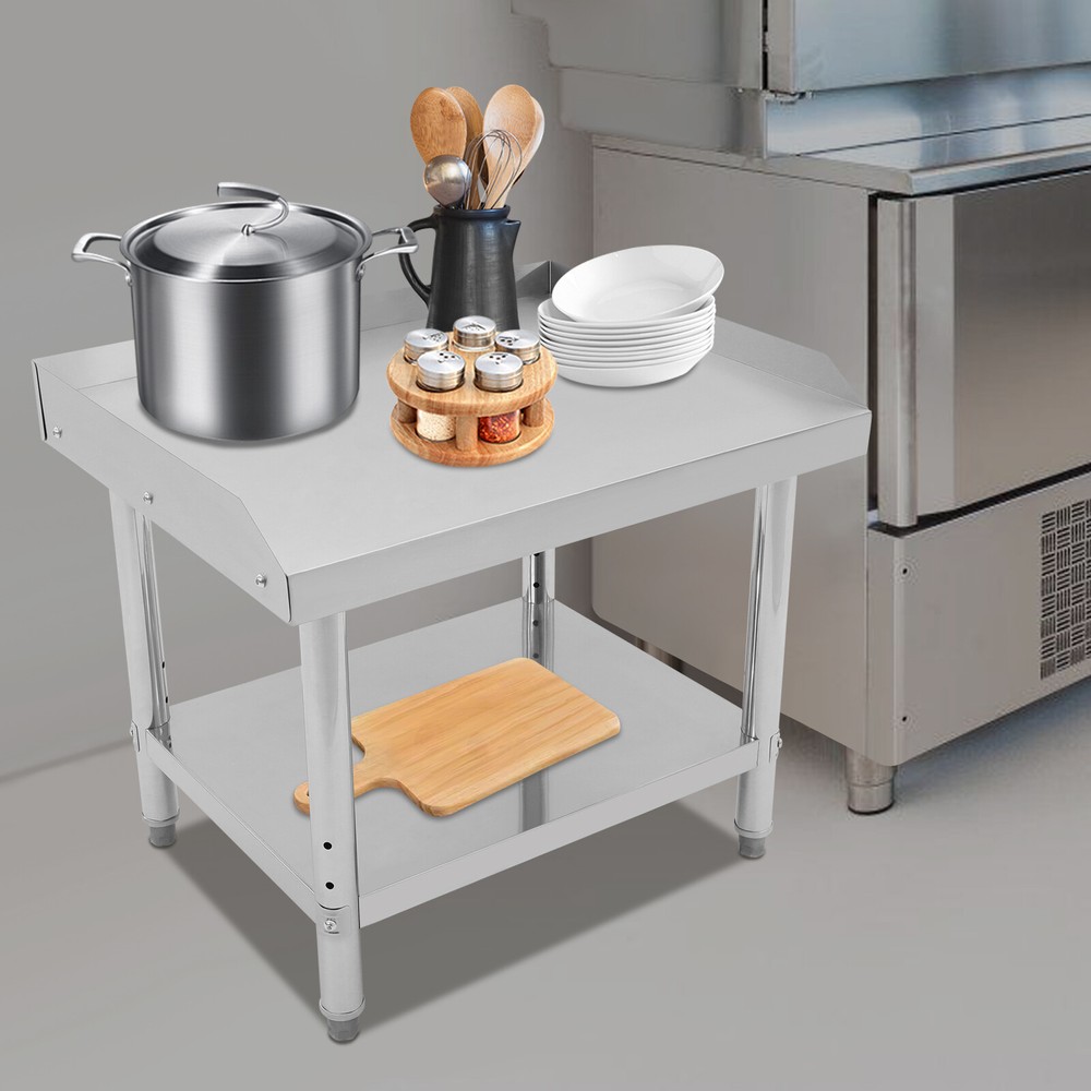 Commercial Work Table Adjustable Work Bench Kitchen Stainless Steel Prep Table