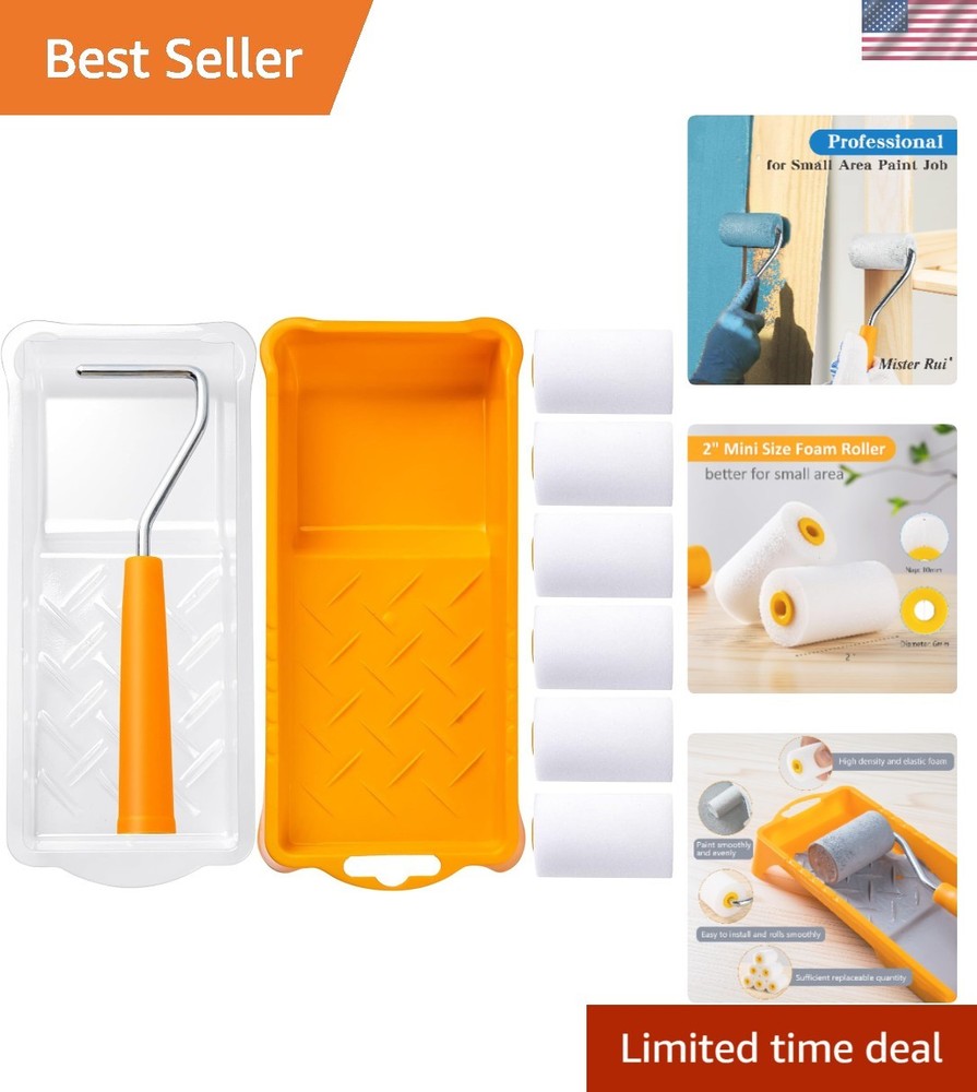 High Density Foam Paint Roller Set - Includes 2 Inch Tray & Liner, 9 Pack