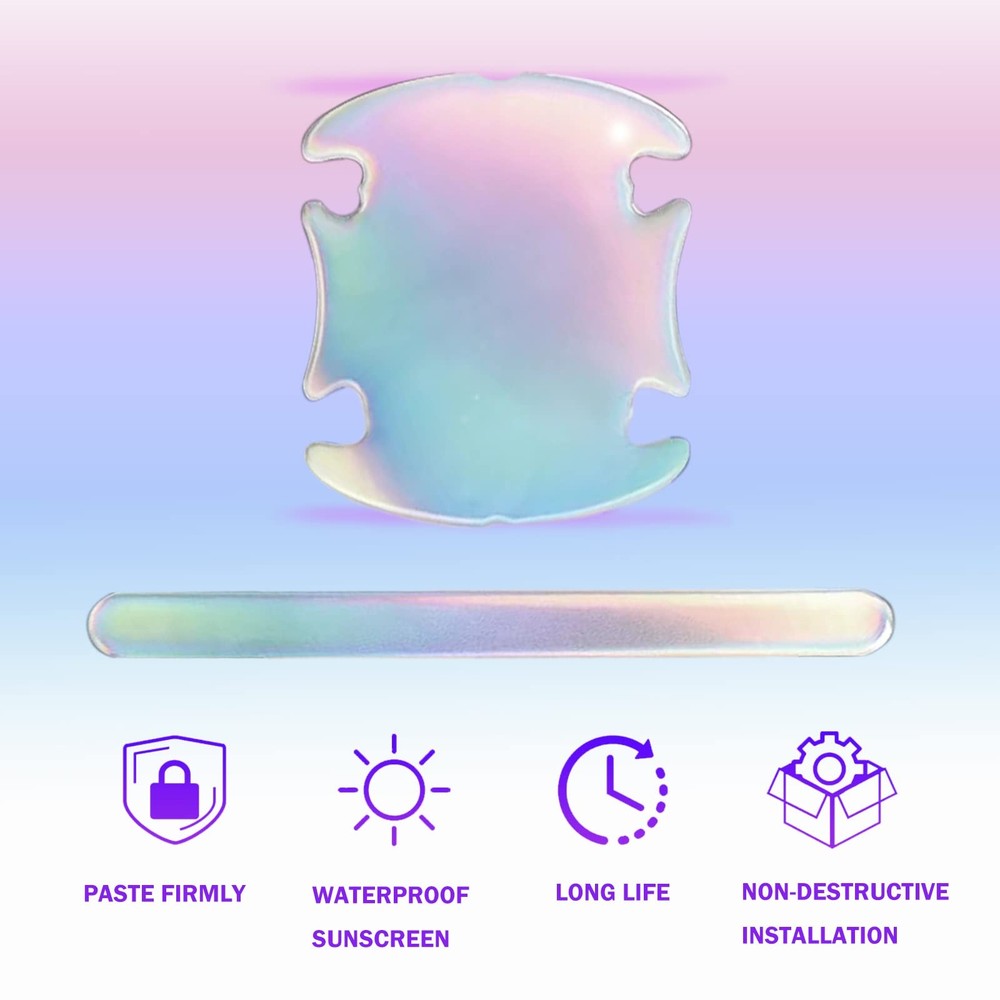 8Pcs 3D Illusion-Colour Car Door Handle Cup Protector, Illusion-colour