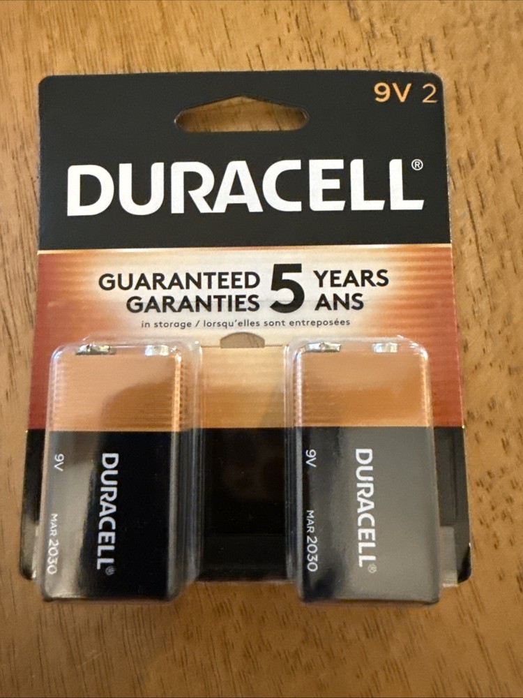 Duracell 9v Batteries, 2 Pack
