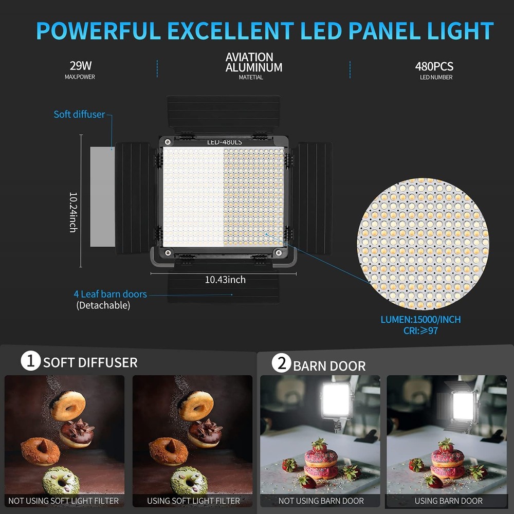 GVM 2 Pack LED Video Lighting Kits with APP Control, Bi-Color Variable 2300K~680