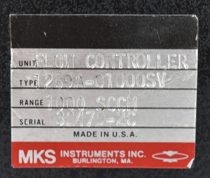 MKS Mass Flow Controller Type 1259A-01000SV - Range: 1000 SCCM
