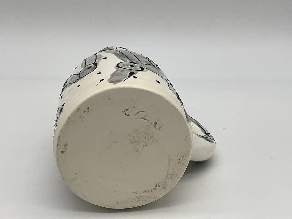 Robot mug or pitcher hand thrown and hand painted