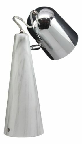 Ceramic Contemporary Cone Task Table Lamp Faux Carrara Marble Base Silver Shade