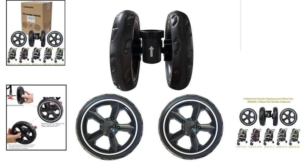 Durable High-Density Foam Wheels for 3 Wheel Pet Strollers - Easy Installation