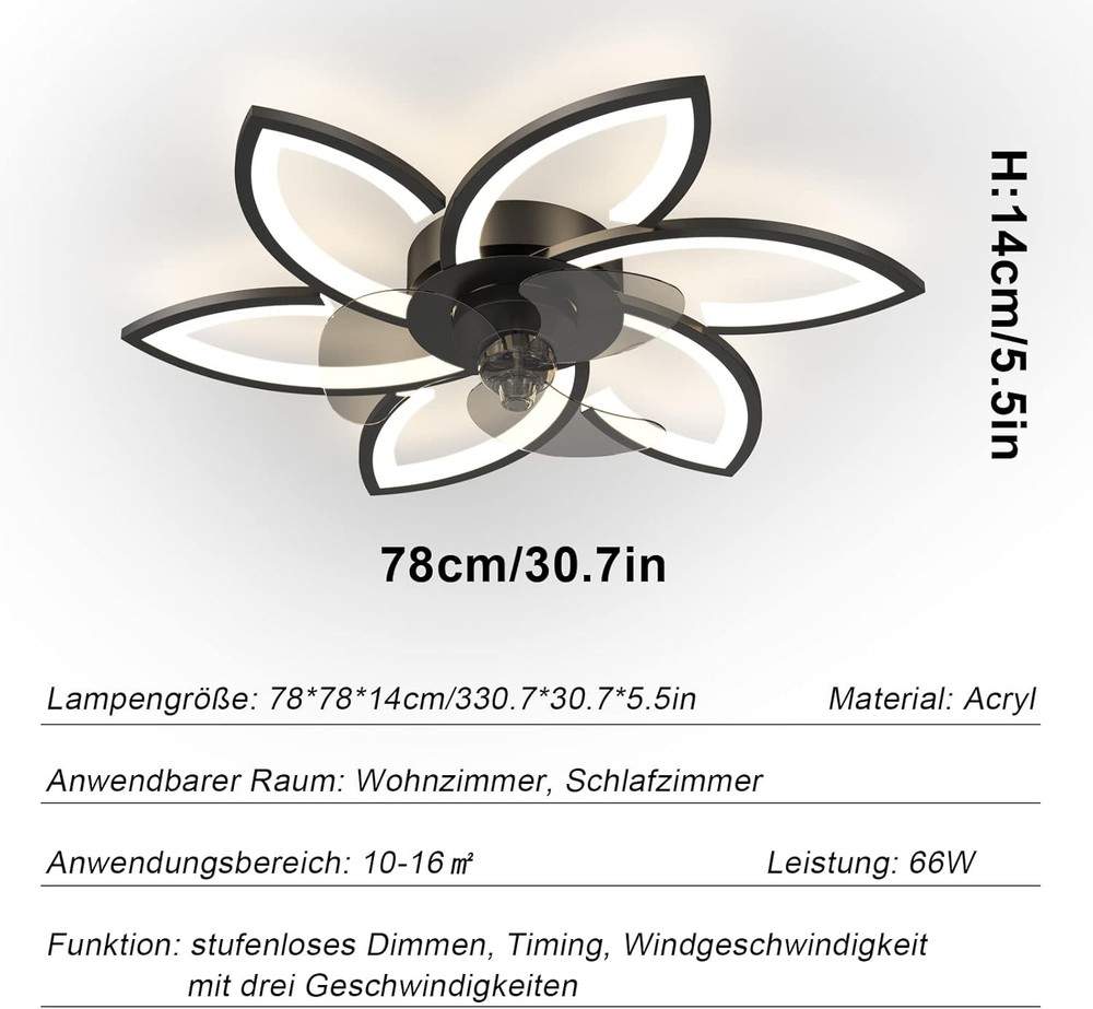 LED Low Profile Ceiling Fan Light Silent Dimmable Fan Light with Remote Control