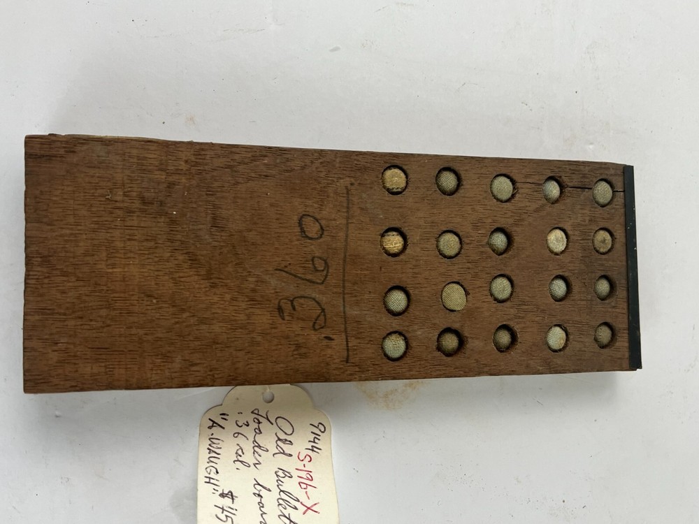 Old Bullet Reloading Board Tray Block Loading Ammunition Rifle Loader 36 Cal