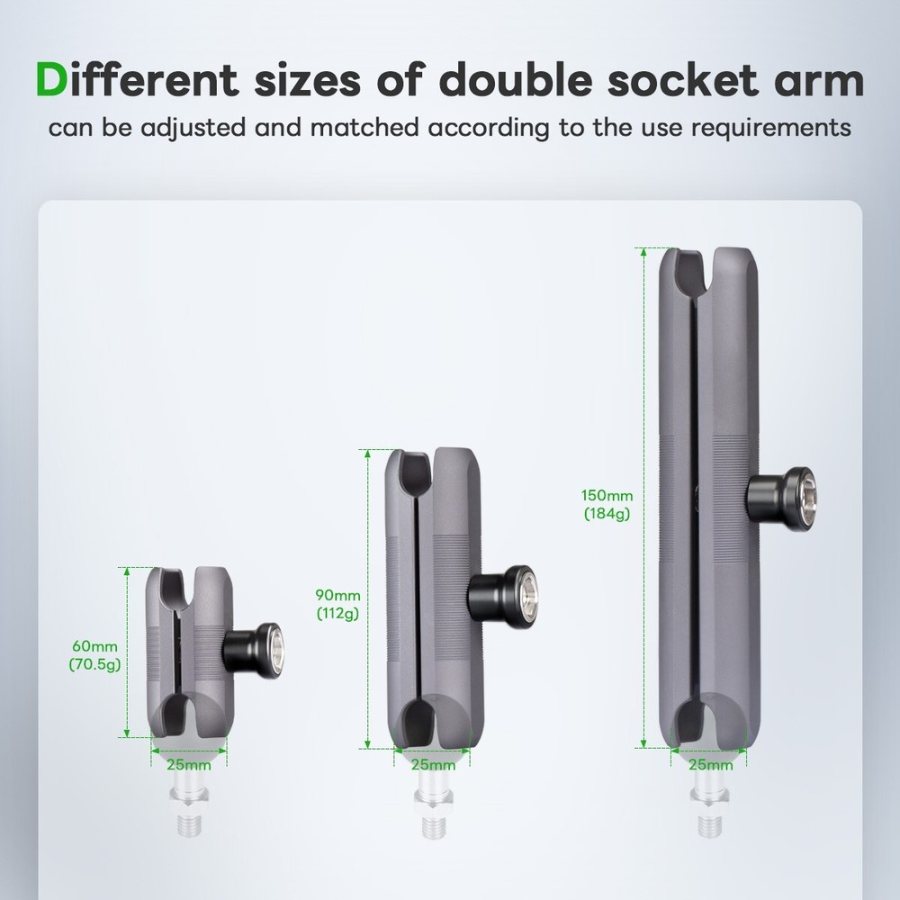 FANAUE Double Socket arm 1" Ball Assembly with Anti-Theft Function