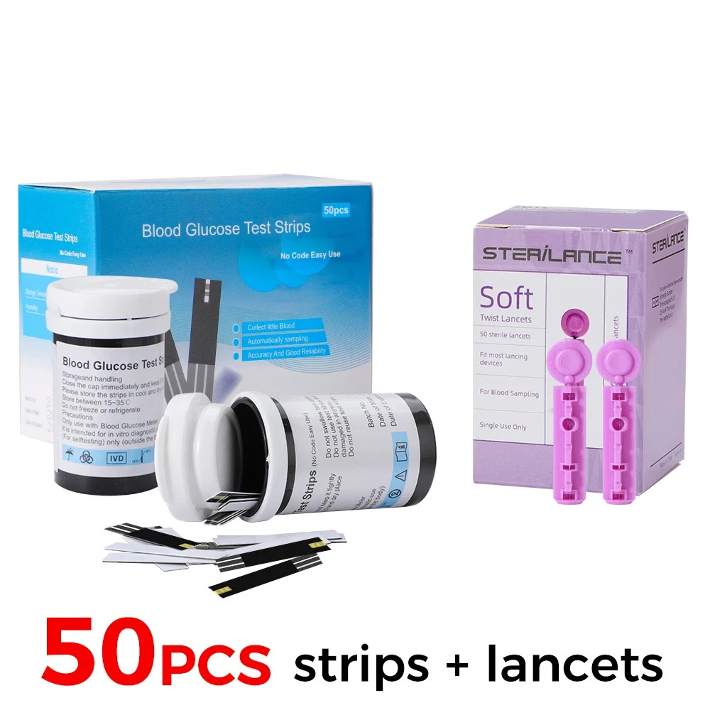 Diabetes Testing Kit - Glucose Meter & 50 Test Strips with Lancets Included