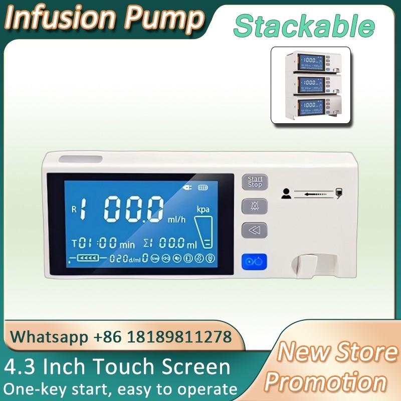 4.3 inch Touch Screen Stackable Infusion Pump Multiple Infusion modes type IV