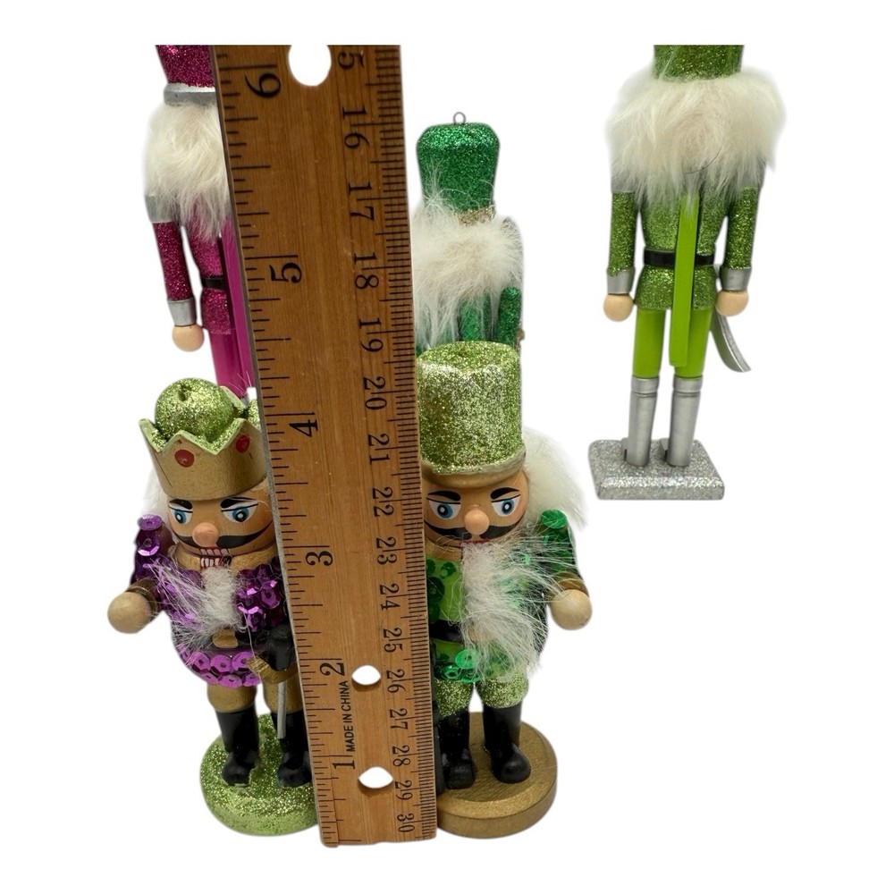 Lot Of 5 Mini Whimsical Bright Colored Nutcrackers Range 4” - 7” EUC