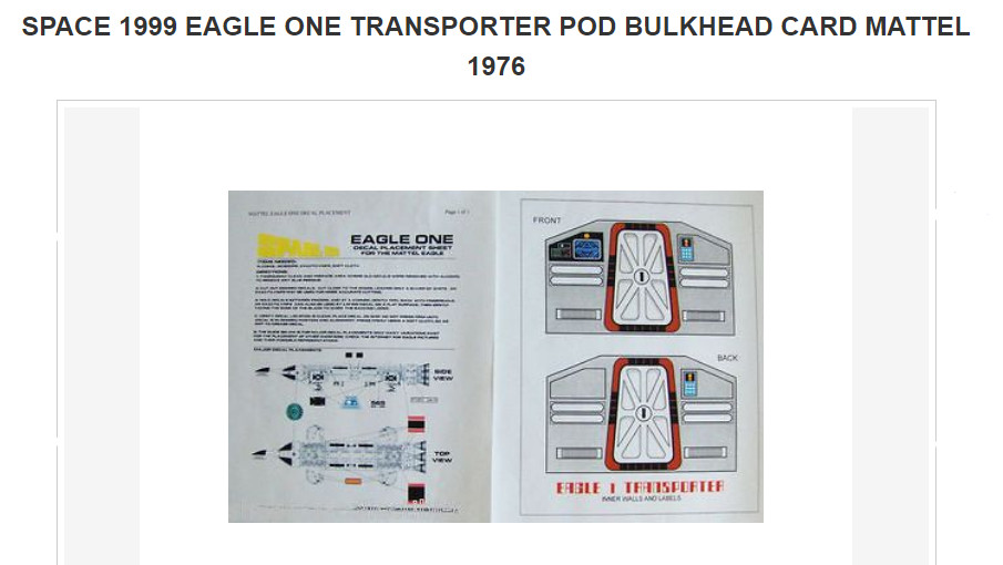 SPACE 1999 EAGLE ONE 1 MATTEL MISSING BULKHEADS REPLACEMENT INSERTS 2 ONLY CIFO*