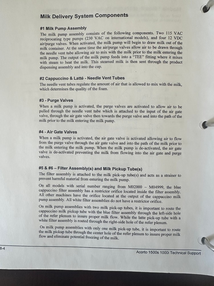 Acorto, Technician Support Manual, Models 1500 / 1000