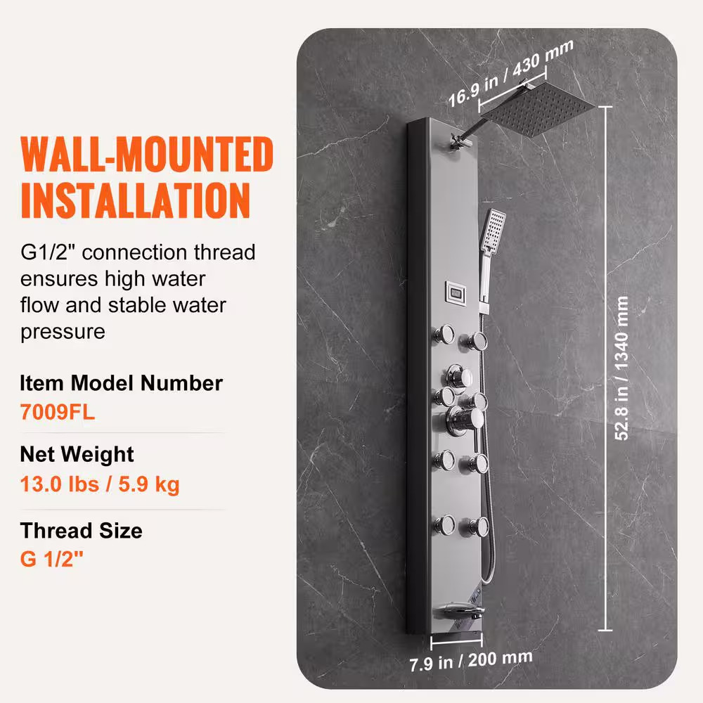 Shower Panel System 5 Shower Modes Digital Display Shower Panel Tower 8 Massage