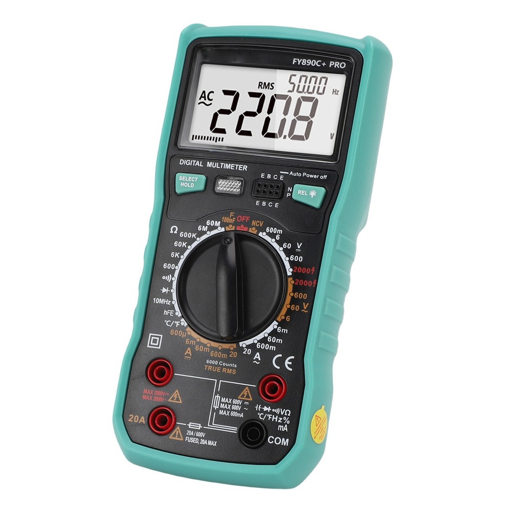 Digital Multimeter 6000 Counts Tester 2000V Voltage Current Capacitance Testing