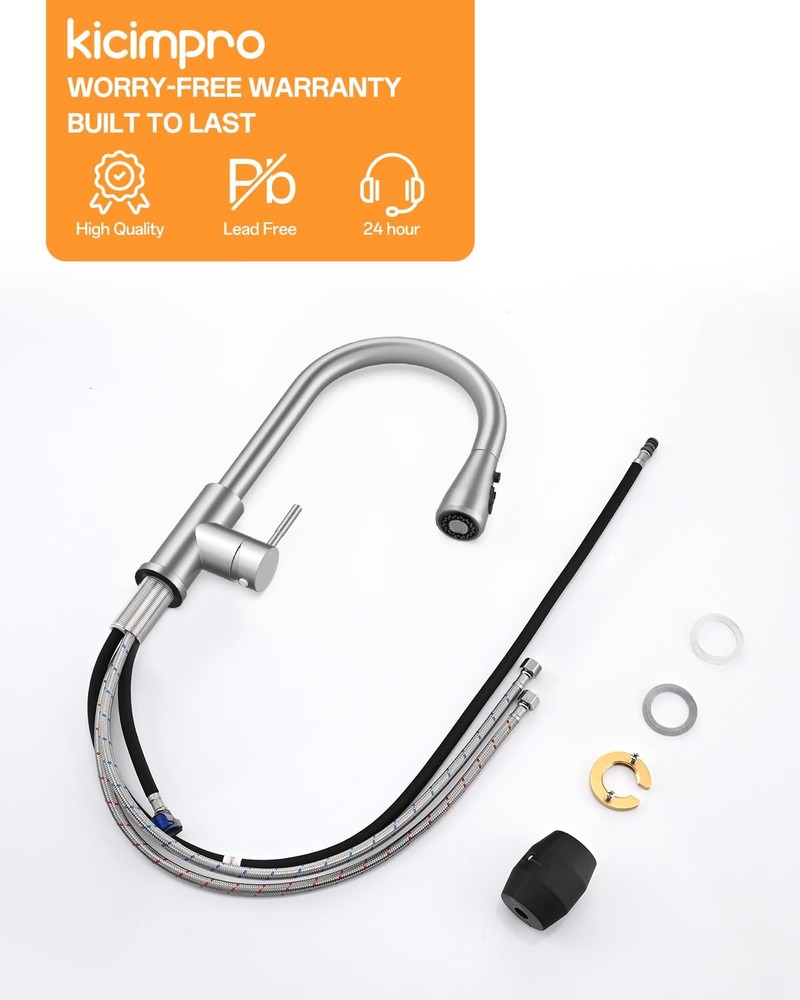 Kicimpro Kitchen Faucet with Pull Down Sprayer, Zero 800, Brushed Nickel