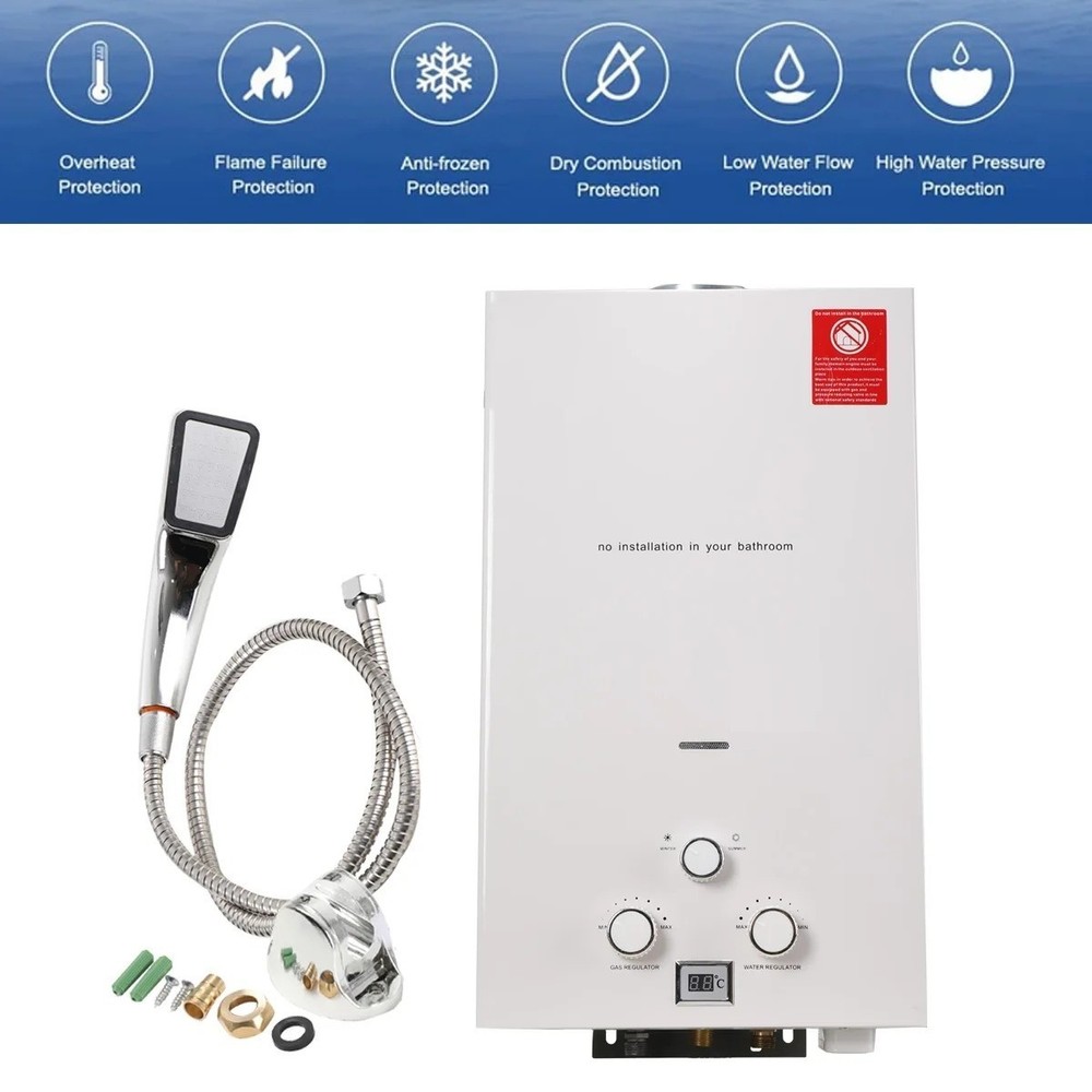 LPG Hot Water Heater Propane Gas Tankless Instant Boiler Shower Kit Portable UK