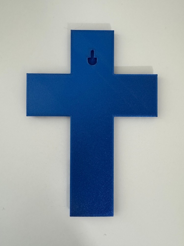 Lord's Prayer Cross Gray Blue 3D Printed Plastic