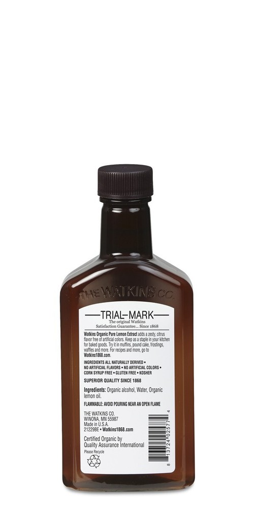 ORGANIC PURE LEMON EXTRACT, 4 FL. OZ.