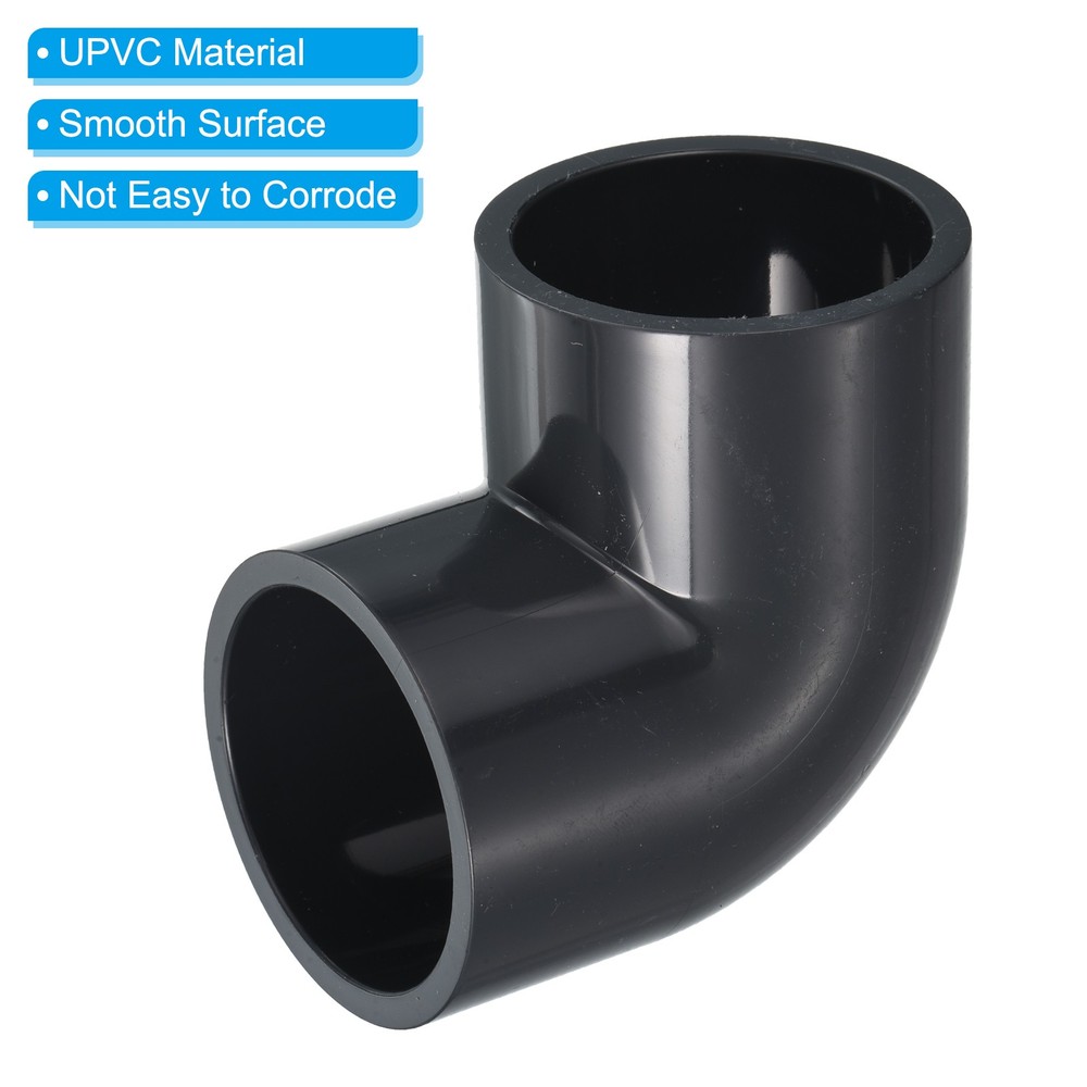 2Pcs UPVC Pipe Fitting Elbow 50mm Socket 90 Degree Adapter Connector Gray