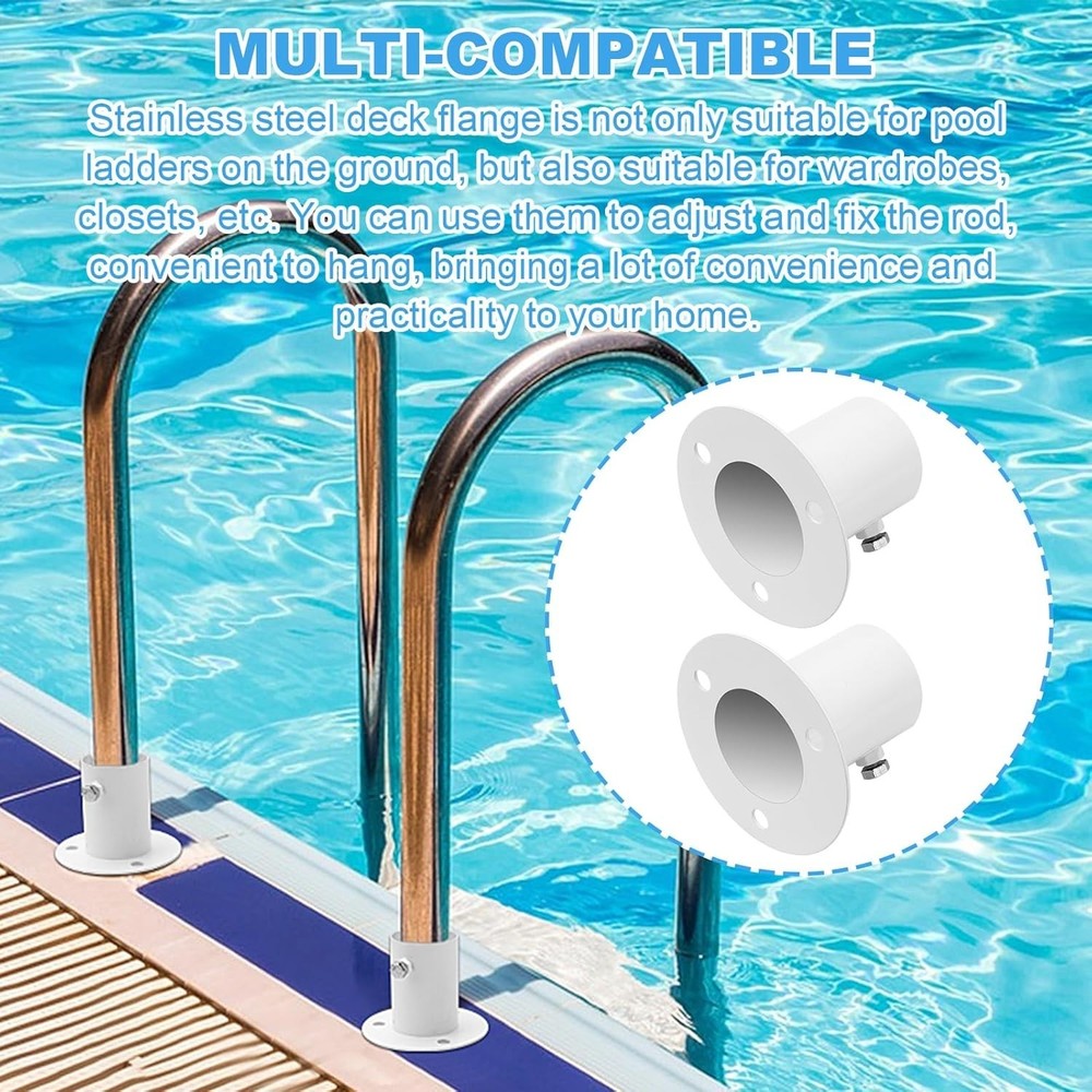 2 Pack Pool Ladder Brackets Deck Flanges, for Above Ground Pool Ladder 1.5" A...