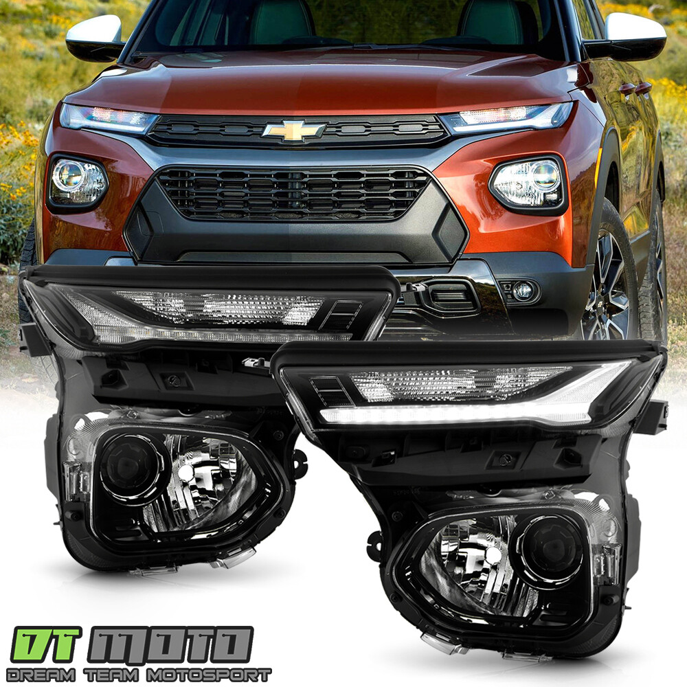 For 2021-2023 Chevy Trailblazer Halogen w/ DRL Projector Headlights Headlamp Set