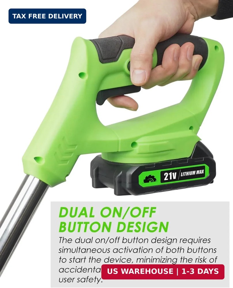 Cordless Weed Wacker, 2-in-1 stringless Weed Wacker, Foldable 2.0Ah Battery Powe
