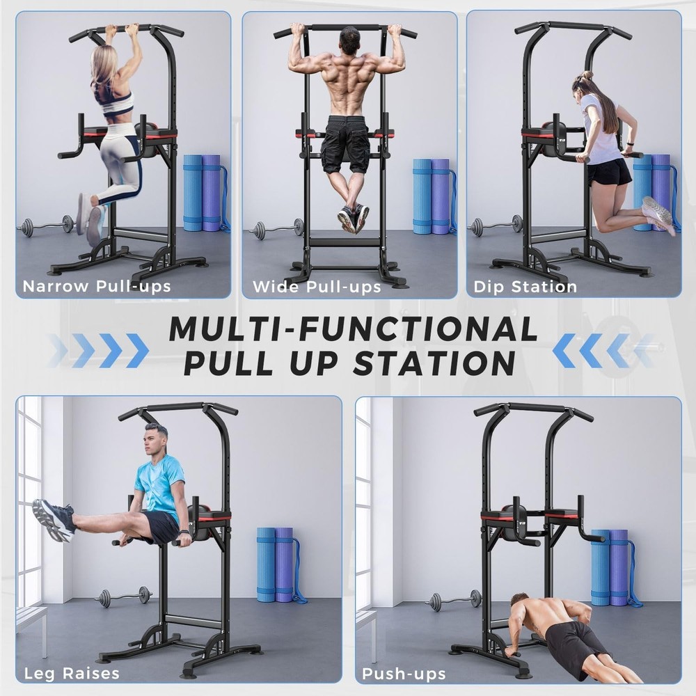 Pull Up Bar, Multi-Function Power Tower Dip Bar Stand Station, Strength Train...