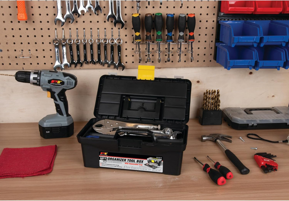 Performance Tool W54012 Heavy Duty Plastic Organizer Tool Box for Workshops and