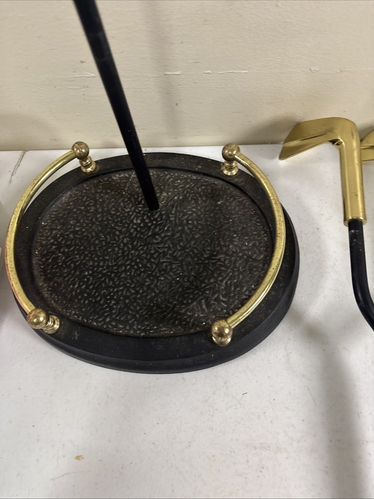 Brass & Cast Iron Golf Club Handle Fireplace Tool Set 29” 4pc READ