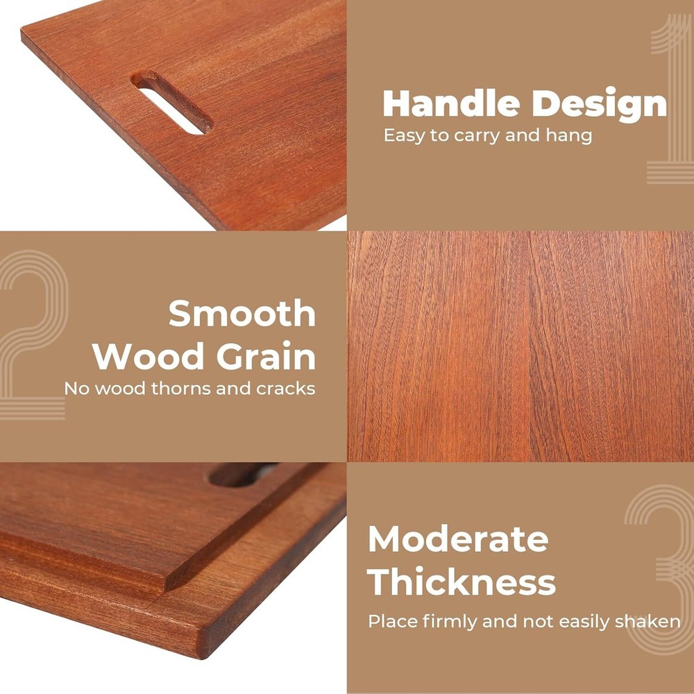 TECASA Cutting Board Sapele Wood Kitchen Chopping Board Butcher Block Heavy Duty