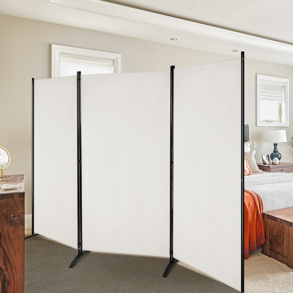 Folding Privacy Partition Screen 3-Panel Room Divider for Office Room White