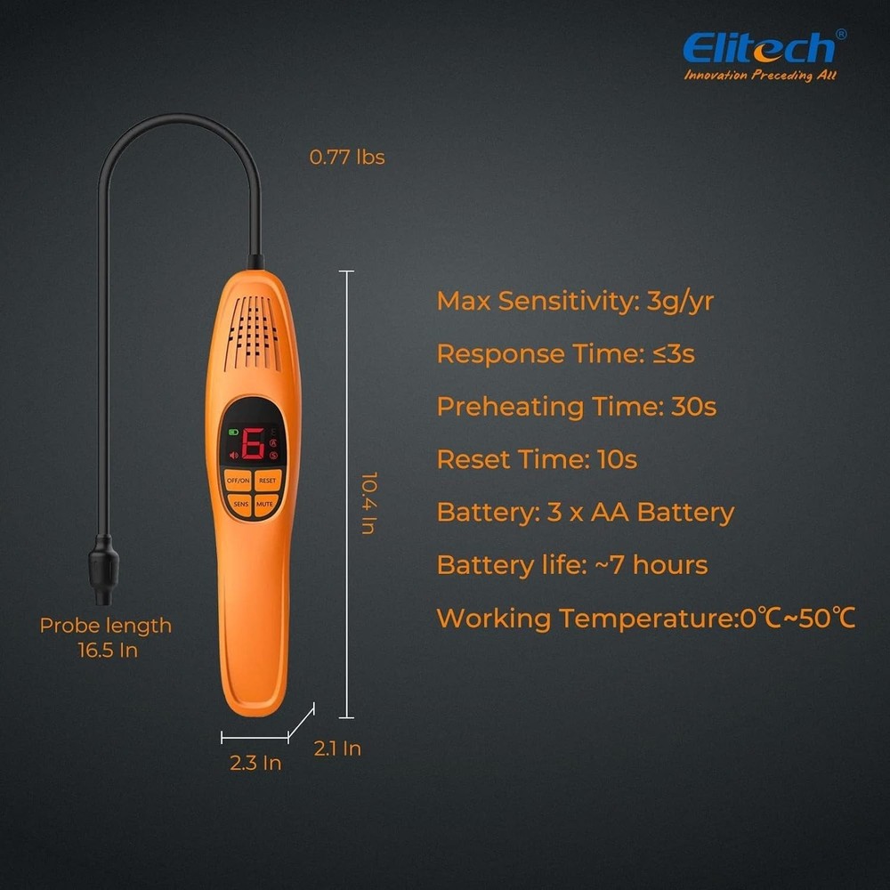 Elitech Refrigerant Leak Detector Checker Heated Diode Sensor Sniffer LD-100