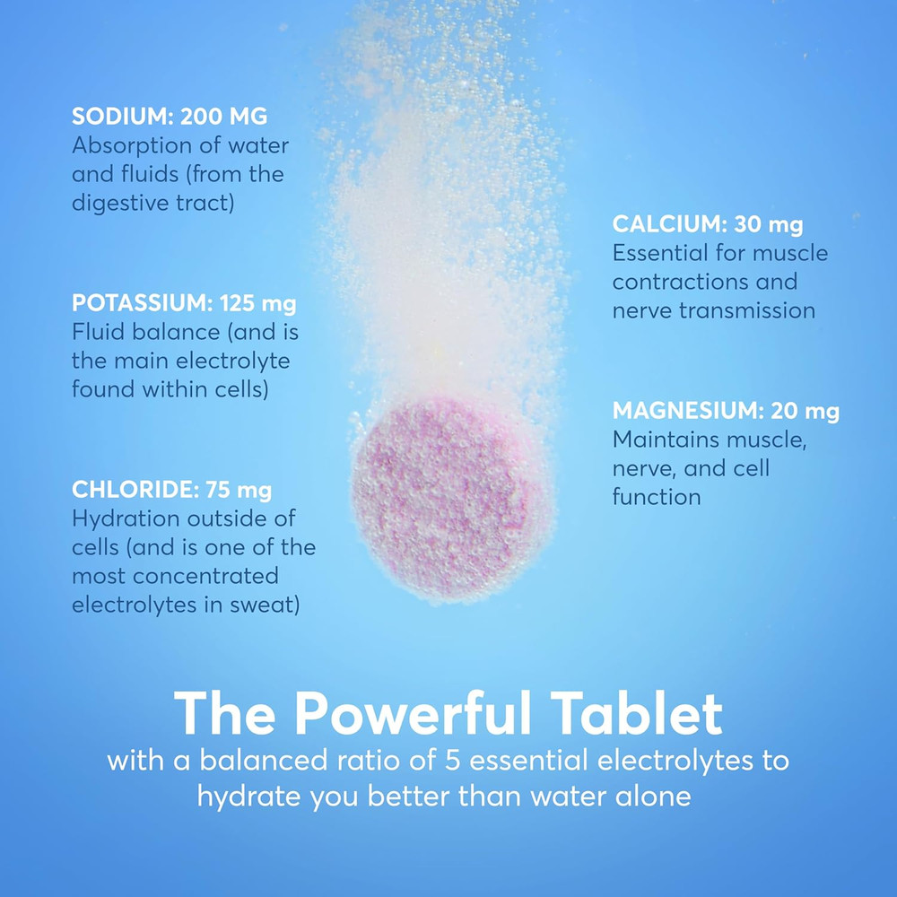Zero Sugar Hydration Electrolyte Tablets - Magnesium, Calcium, Potassium, Chlori