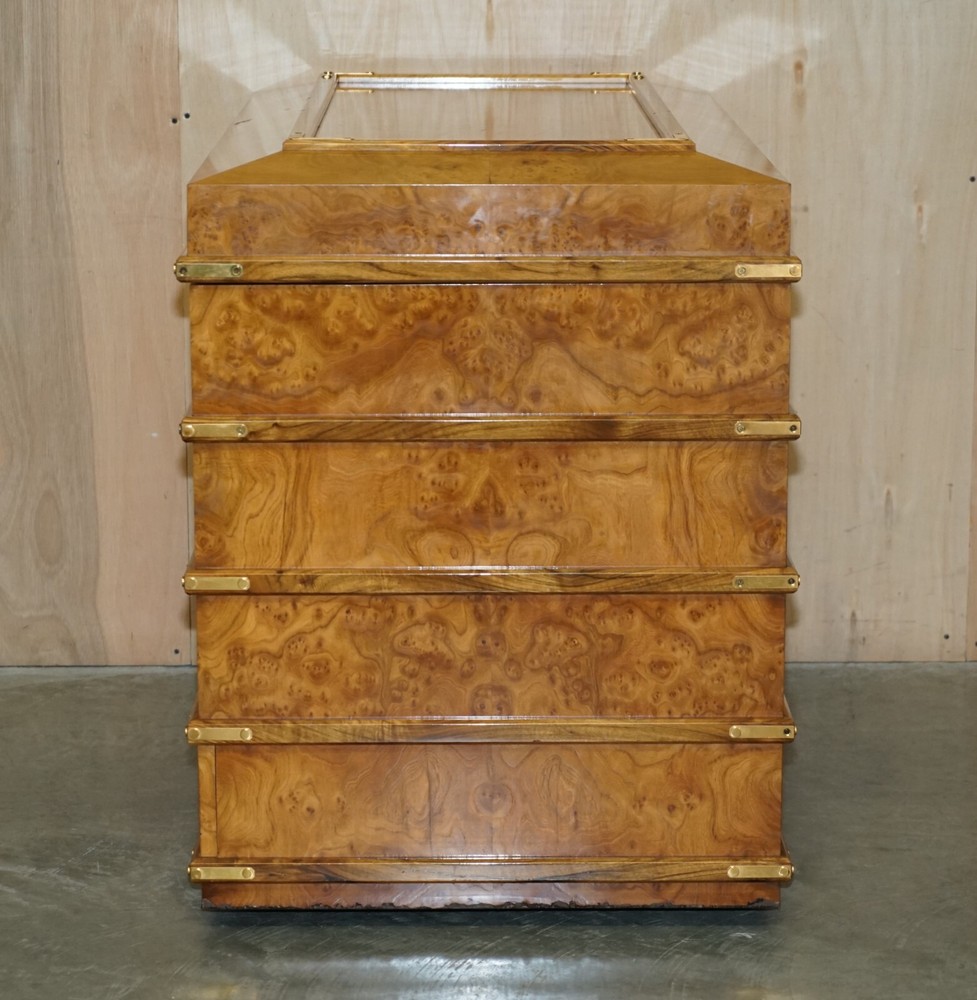 EXTRA LARGE BURR WALNUT SOLID CHEST TRUNK WITH HIDDEN BOTTOM STORAGE MUST SEE