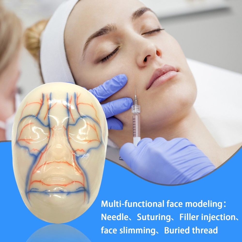 Multi-Functional Silicone Face Injection Model for Filler, Suture & Thread Train