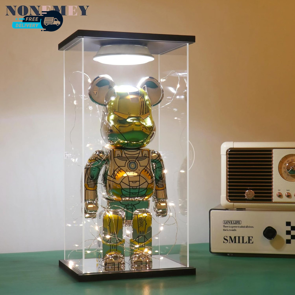 Clear Acrylic Display Case with Remote Control Light for 400% Bearbrick