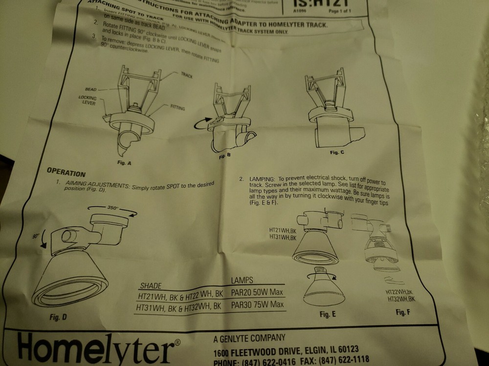 Homelyter. HT31WH. Track head white