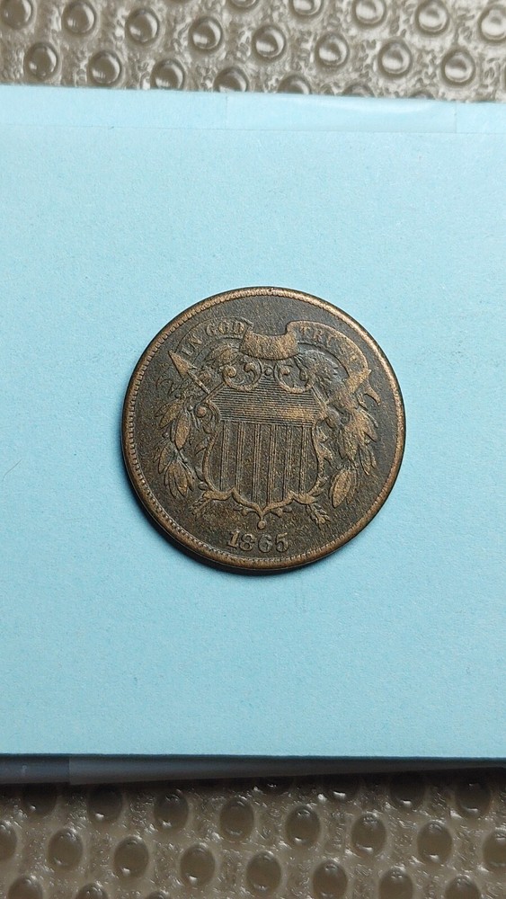 1865 Two Cent Piece Plain 5 2C Original VF                                  V769